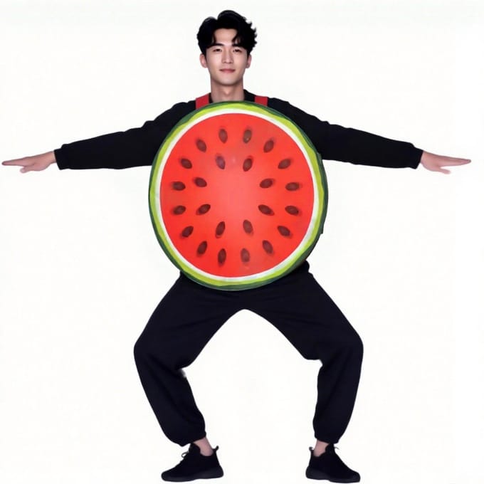 Watermeloen cosplay kostuum, volwassene One size fits all adults rood
