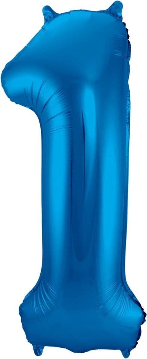 Ballon Cijfer 1 Jaar Blauw 36Cm Verjaardag Feestversiering Met Rietje
