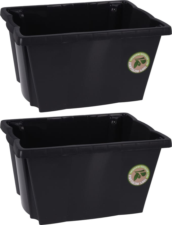 Storage Solutions Opberg boxen/dozen - 2x stuks - kunststof - 20 liter - 42 x 33 x 23 cm