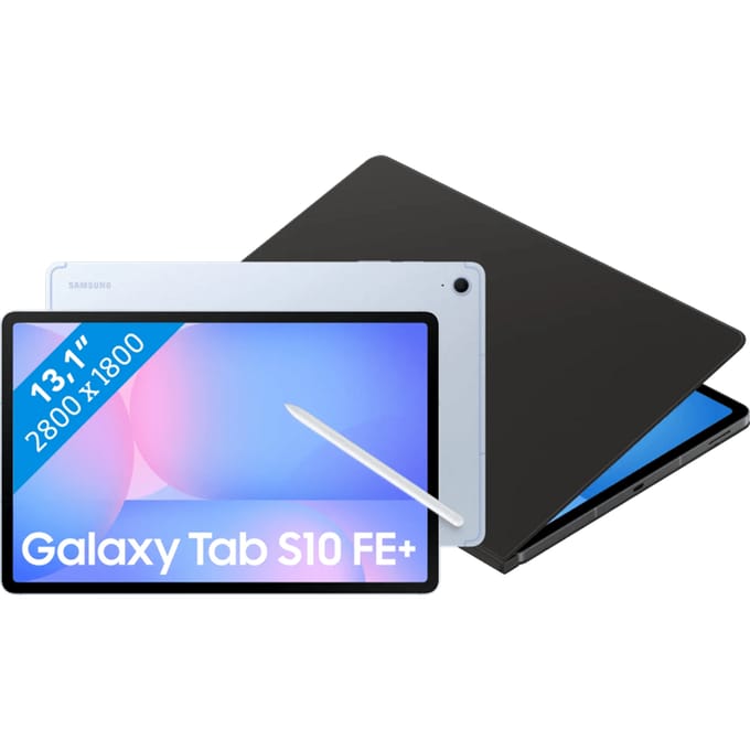 Samsung Galaxy Tab S10 FE Plus 13,1 inch 128GB Wifi Lichtblauw + BlueBuilt Book Case Zwart