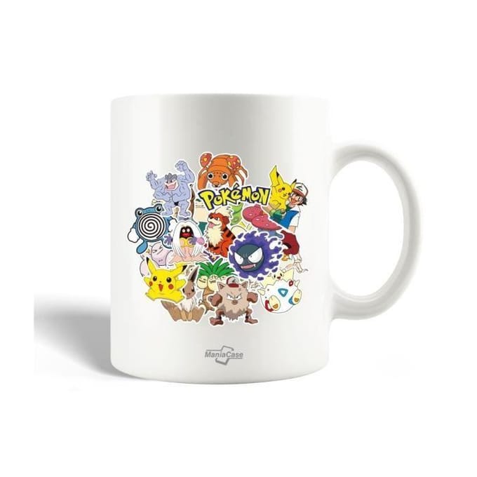 Mug - Pokemon - Naruto - Céramique - 30cl - Compatible lave-vaisselle - Blanc