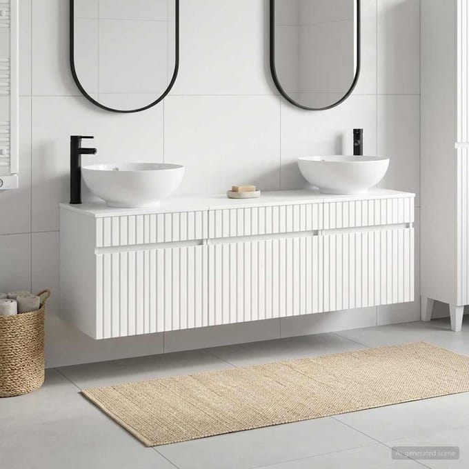 vidaXL - Badkamerkast - set - 3 - st - Hoogglans - Wit - 49 - x - 44,5 - x - 66,5 - cm