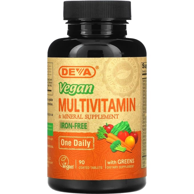 Deva, Complément Multivitaminé et Minéral Végétalien, Sans Fer, 90 Comprimés Enrobés