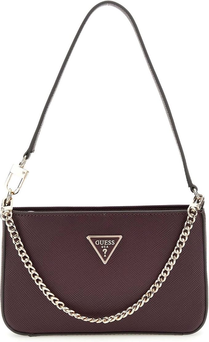 GUESS Schoudertas Noelle Mini Top Zip Shoulder Bag Aubergine Donkerpaars