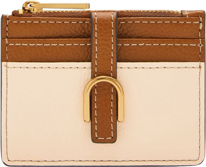 FOSSIL Kaarthouder Vada Zip Card Case Bone / Brown Crème