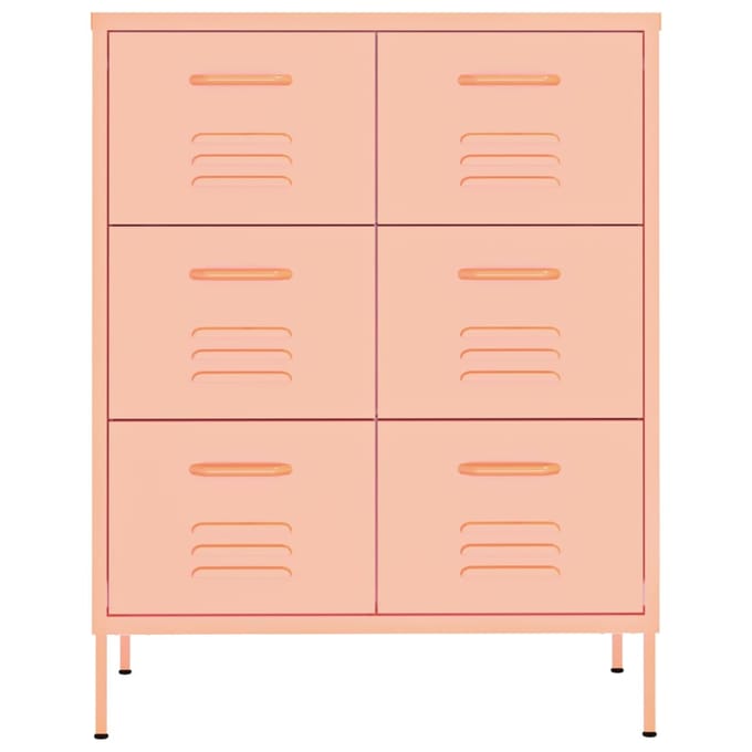 vidaXL - Ladekast - 80x35x101,5 - cm - staal - roze