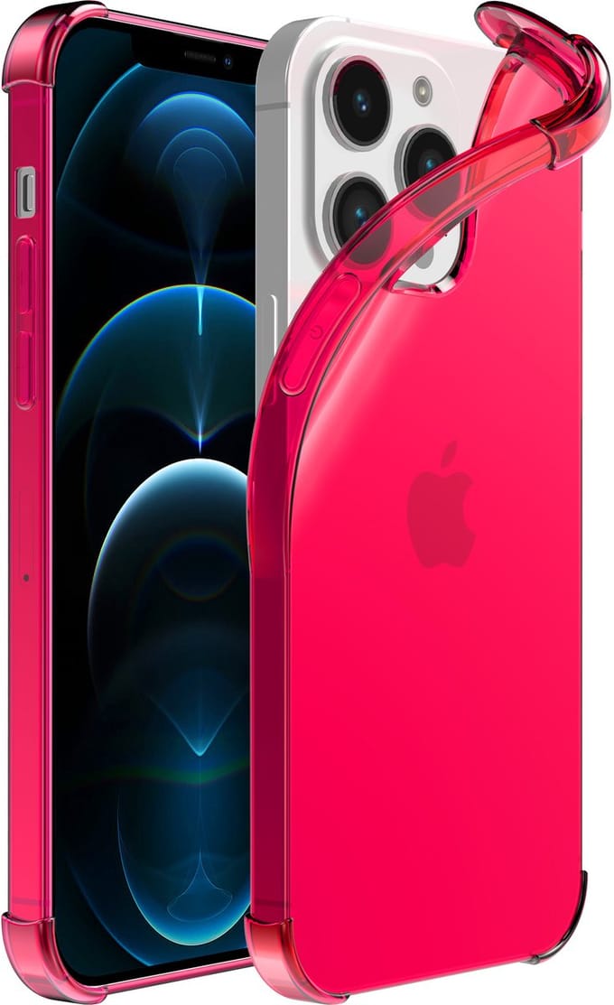 Smartphonica iPhone 12 Pro Max transparant siliconen hoesje - Neon Roze geschikt voor iPhone 12 Pro Max
