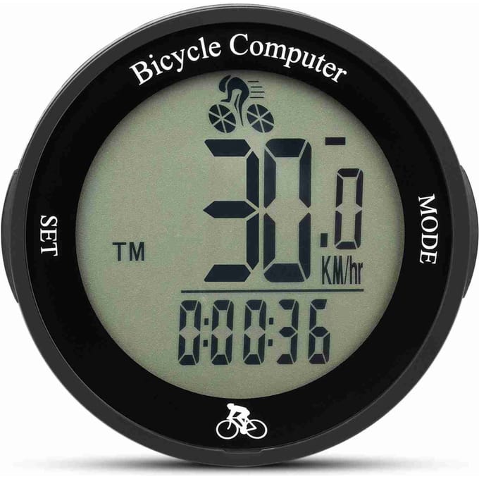 Fietscomputer LED-achtergrondverlichting Multifunctioneel Rond Draadloze Fietscomputer Fietskilometerteller White background & Black digital