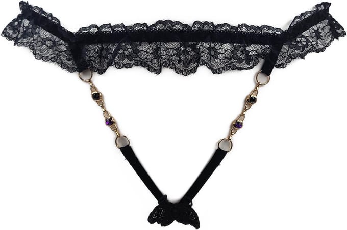 BamBella ® - String Kruisloos - One size - Sexy Zwart Erotische onderbroek dames