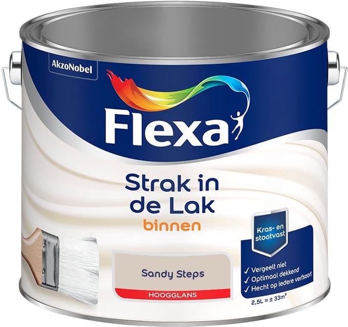Flexa - Strak In De Lak Binnenlak Hoogglans - Sandy Steps - Mengverf - 2,5 L
