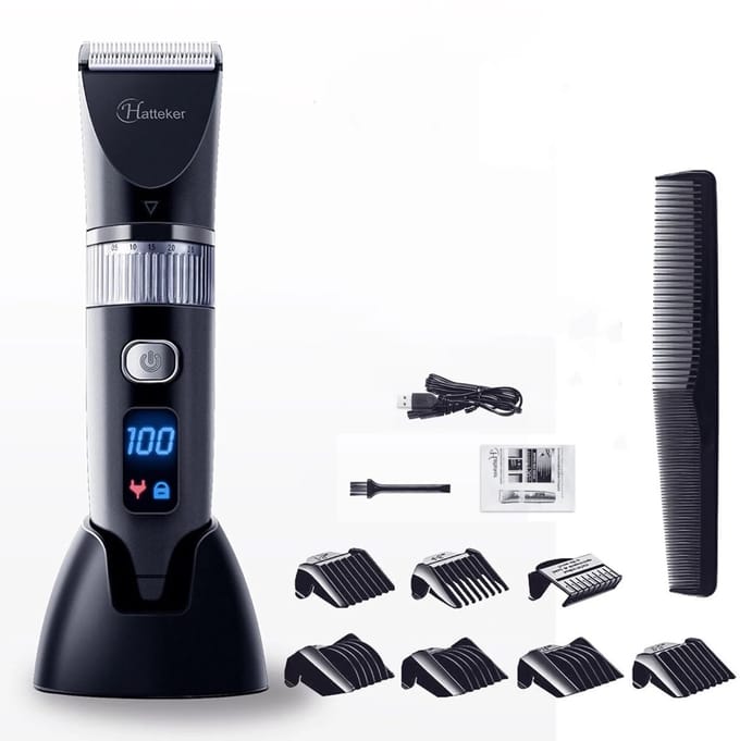 Hatteker Professionele Tondeuse – Haarknipper en Baardtrimmer – Keramische Messen – LED Display