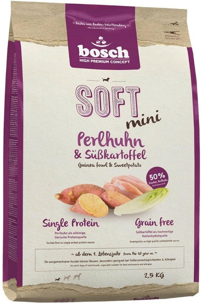 Bosch Soft Mini Hondenvoer - Parelhoen en Zoete aardappel - 2,5 kg