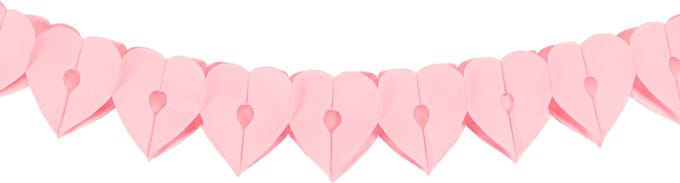 Papieren slinger | Vorm: Hart | Kleur: Roze | Lengte: 6 meter