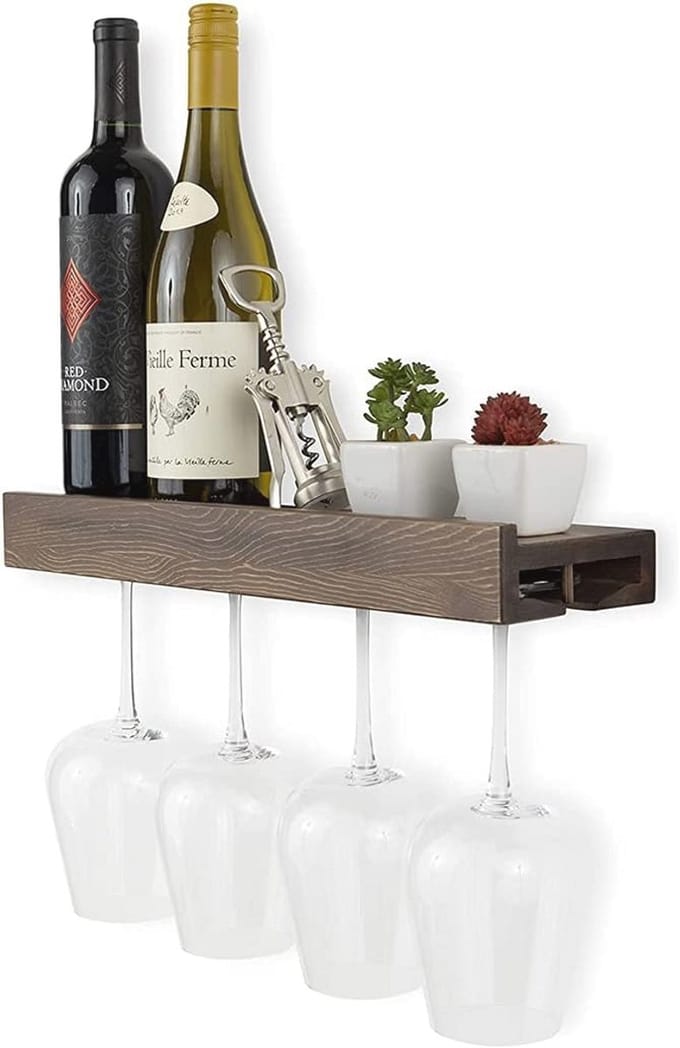Wandgemount Monteer voor Houten Flessen en Glazen - Rustic Design