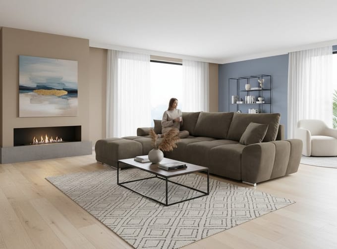 Luxe Uitschuifbare Slaapbank – 289x189 cm – Velvet – Industrohome