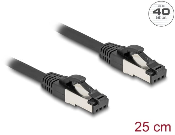 Delock RJ45 Network Cable Cat.8.1 S/FTP 0.25 m up to 40 Gbps black