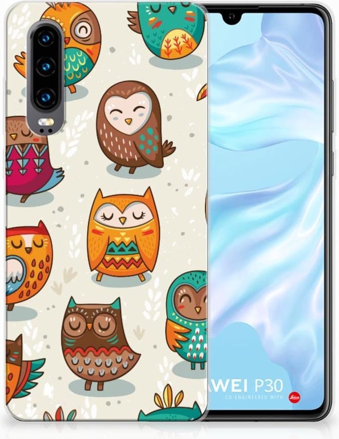 Huawei P30 TPU Hoesje Vrolijke Uilen