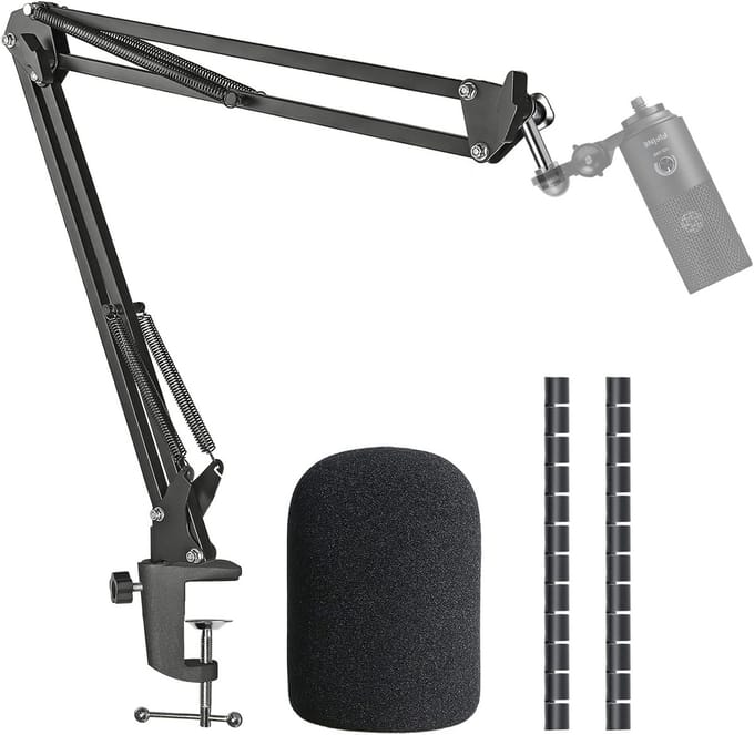 Verstelbare Microfoonarm met Popfilter en Kabelbeheer voor USB-Microfoons