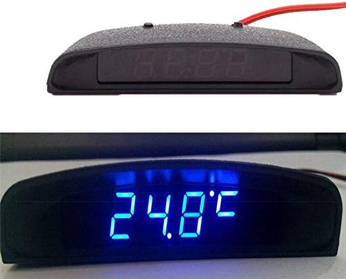 Digitale Auto Klok met Datum, Voltmeter en Thermometer voor 12V