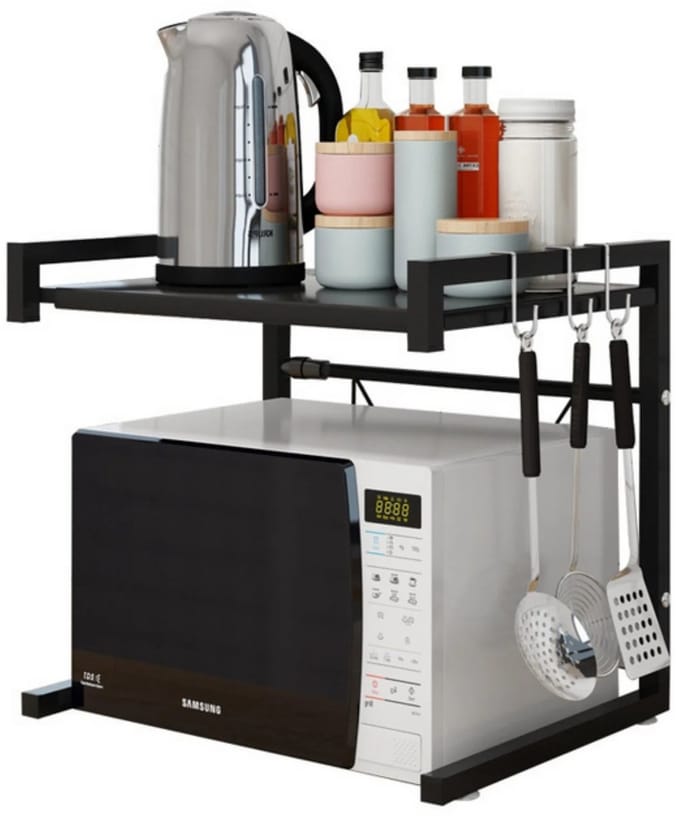 M-Goods Magnetronkast Uitschuifbaar 40-65 cm - 2-Laags Magnetron Rek - Keuken Organizer van RVS - Max. 25 kg