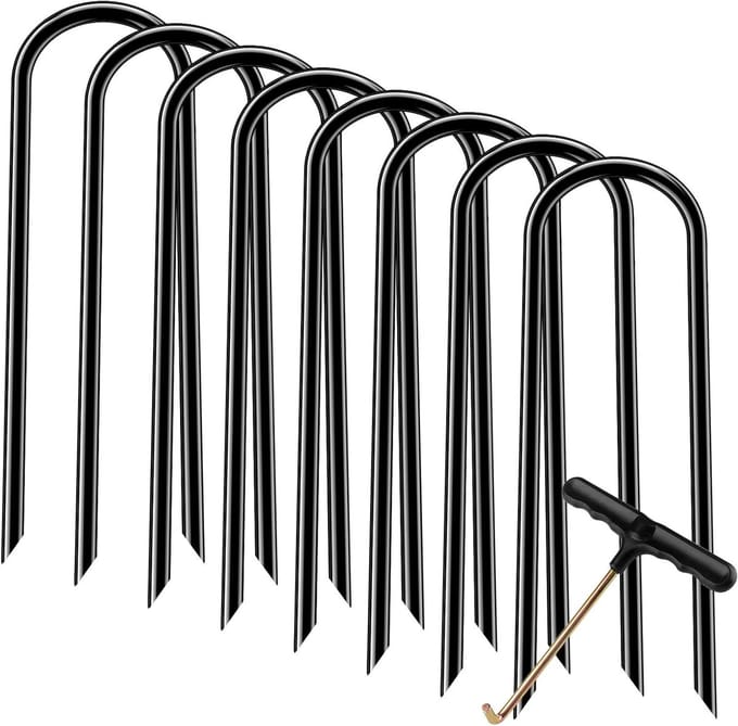 Trampoline Grondankers - Stormvast Bevestigen - Buiten Beveiligen - Zware U-vorm Constructie - 30cm Lengte - Zwart