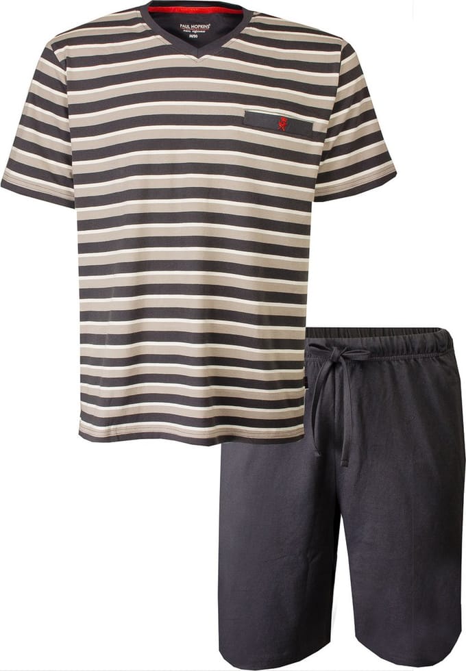 Paul Hopkins Heren shortama - Pyjama Set - Licht/Donker Bruin - Maat S