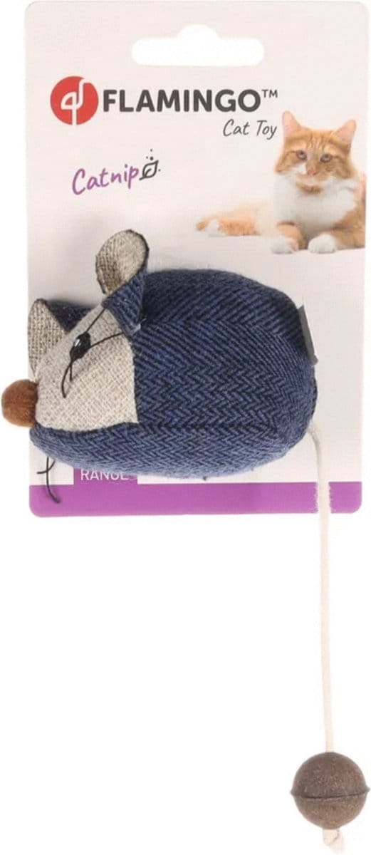 Flamingo Jeany Muis - Kattenspeelgoed - 18x5.7 cm Blauw