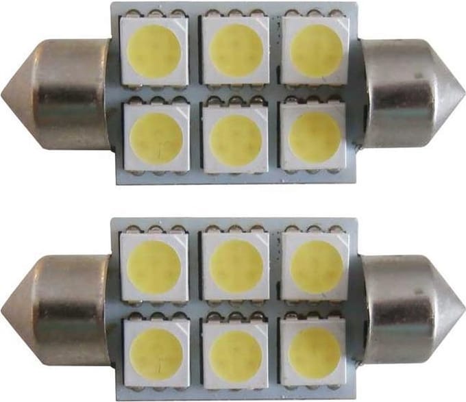6 SMD LED 24v C5W - wit