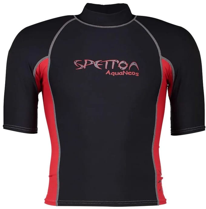 Aquaneos Lycra 8oz Korte Mouw Rash Guard Rood,Zwart 56 Man