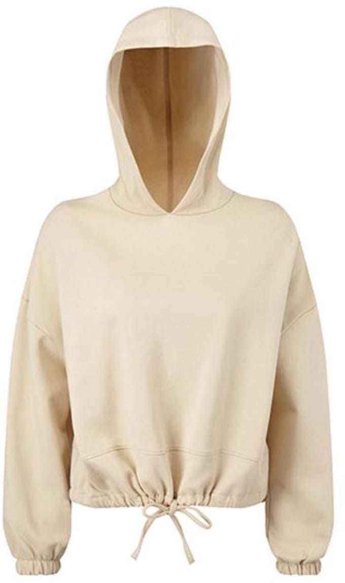 TriDri - Cropped Oversized Dames Hoodie - Nude maat S/M