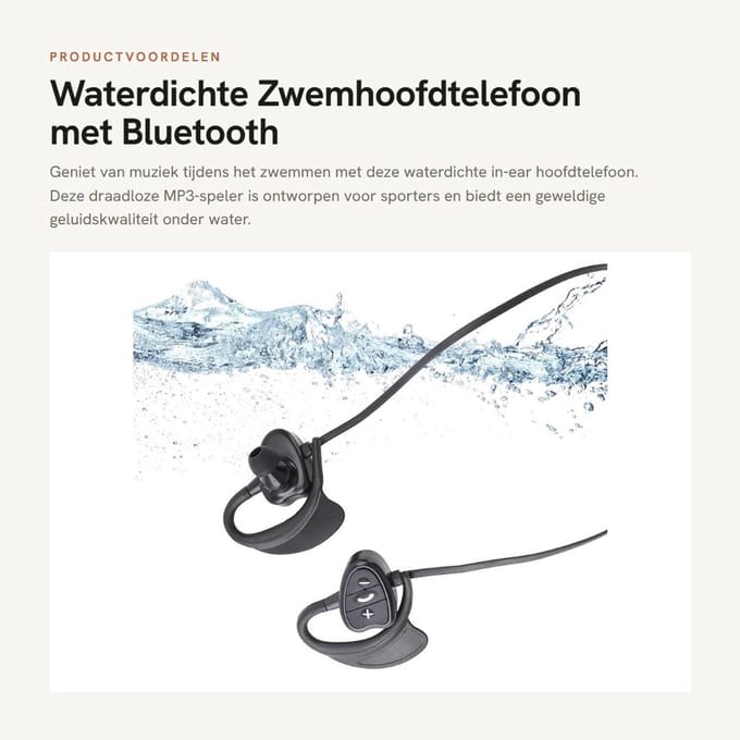 Dailygoods - Waterdichte Zwemhoofdtelefoon met Bluetooth