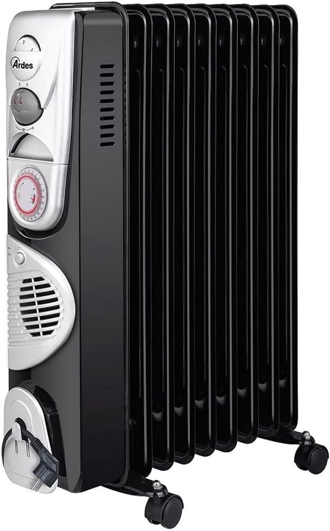 Elektrische Olieradiator 2500W met 9 Elementen, Timer en Turbo Ventilator
