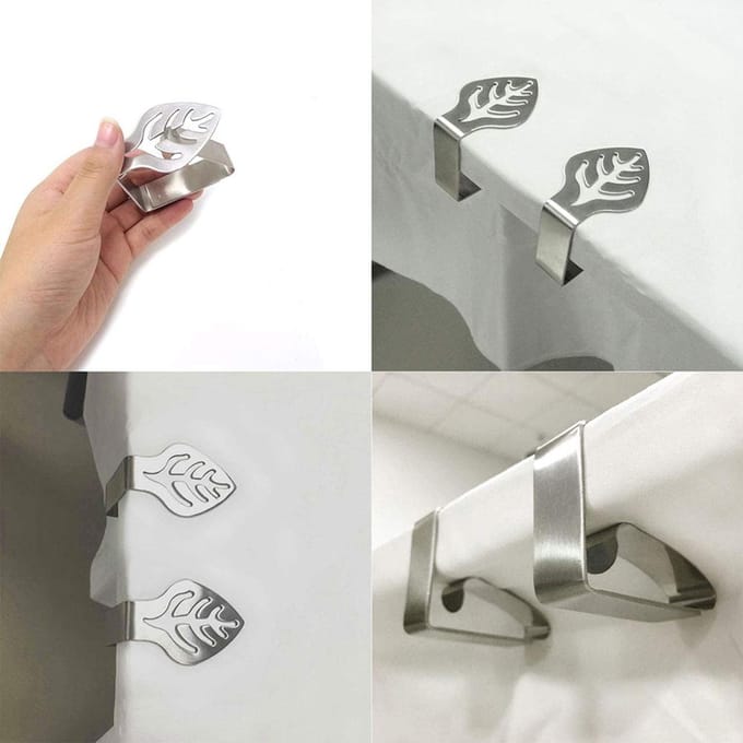 4 STUKS Roestvrijstalen Tafelkleedklemmen Verstelbare Tafelkleedklemmen Tafelkleedhouders voor Thuis zilver