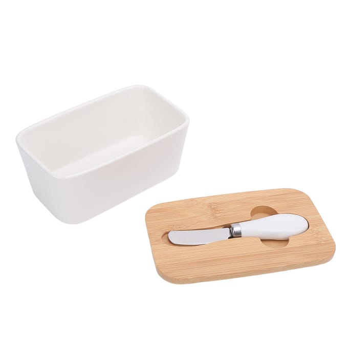 500ml Keramische Boterschaal met Deksel Luchtdicht Vershoudend Gemakkelijk Schoonmaken Botervak Container white