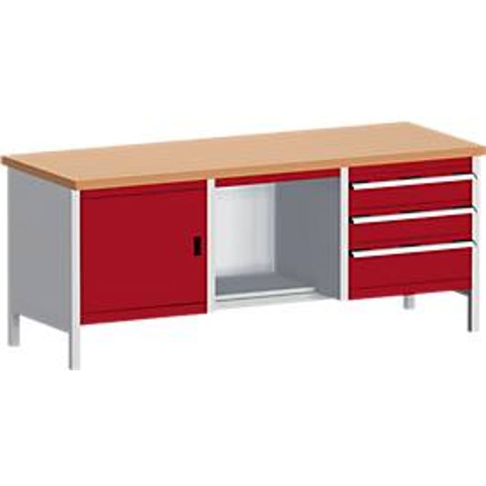 Werkbank met kast 2078-2.8, purperrood