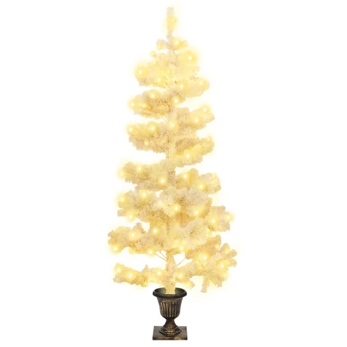vidaXL - Kunstkerstboom - met - verlichting - en - pot - 120 - cm - PVC - wit