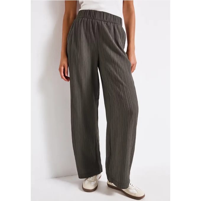 Crinkle broek met wijde pijpen