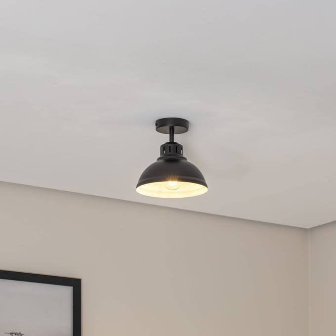 Luminex Sven plafondlamp, 1-lamp, zwart, staal, E27