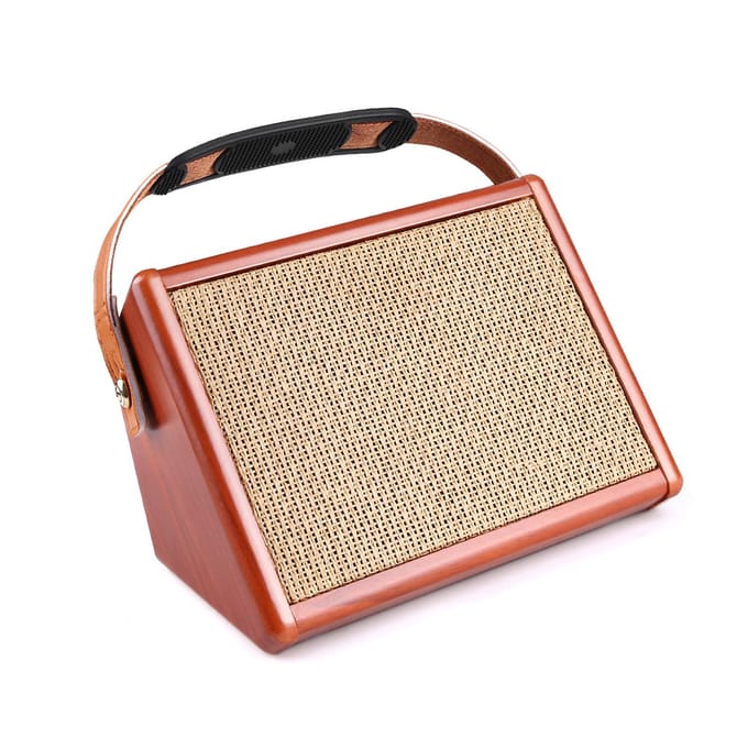 AC-15 15W Draagbare Akoestische Gitaarversterker Amp BT Speaker met Microfooningang Ondersteunt Volume bruin