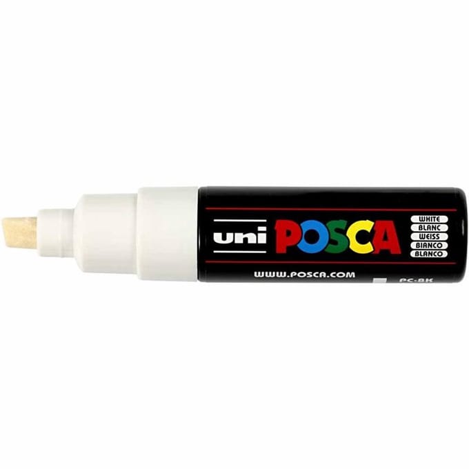 Posca Marker, afm PC-8K, lijndikte 8 mm, breed, wit, 1 stuk