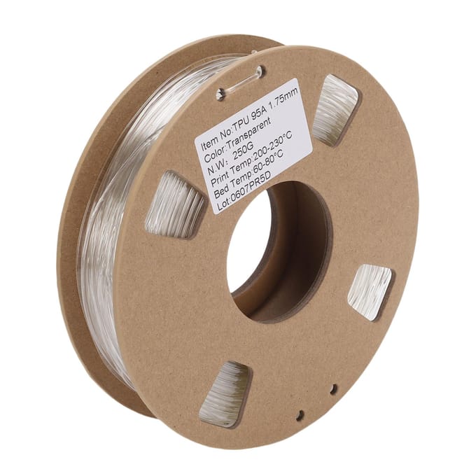 Filament TPU 1,75 mm 95A 250 g Haute Élasticité Flexible Filament Imprimante 3D pour la Plupart des Imprimantes 3D Transparent white