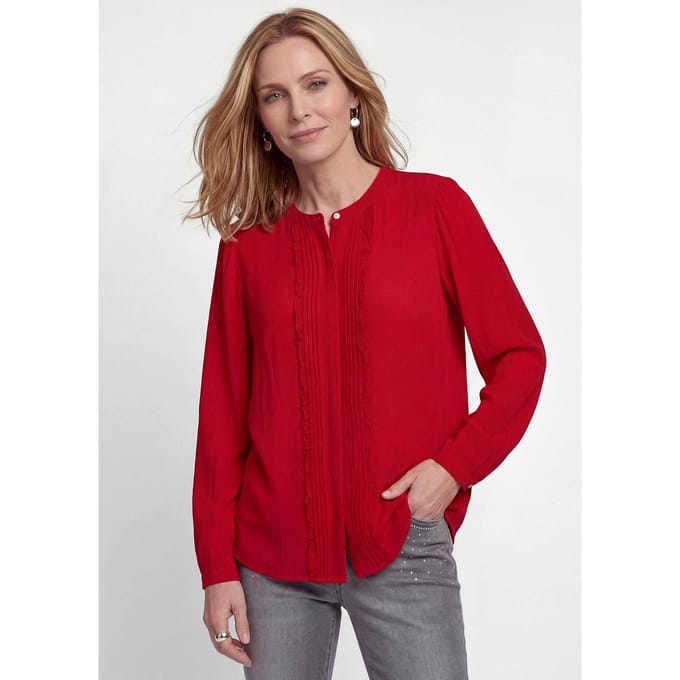 Blouse met ruches en biesjes - bordeaux - Gr. 21 van Goldner Fashion