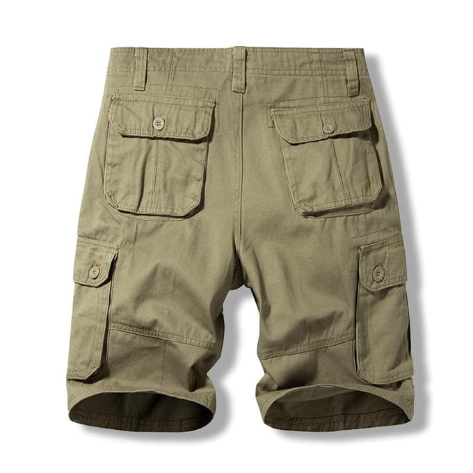 Heren zomer losse effen kleur 5-punts shorts: Trendy en casual strandbroek 32 (approx. 25 inches) kaki