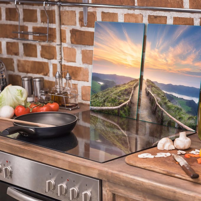 TMK ArtDeko - Snijplank - Glas - 30x52cm - Kleurige Landschap