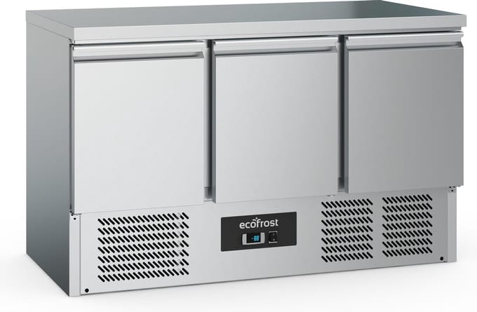 Ecofrost Koelwerkbank - 368L - 3 Deuren 1/1 GN - +2°C/+8°C - Statisch + Ventilator - 1365x700x876mm