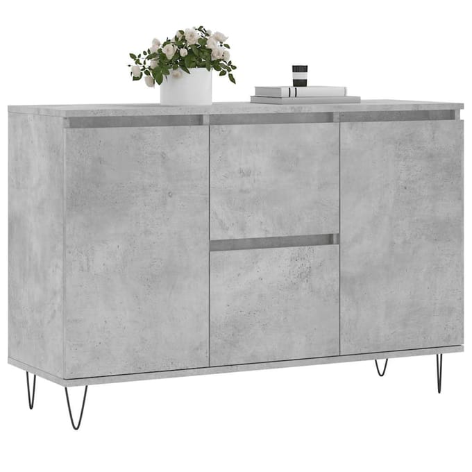 vidaXL - Dressoir - 101,5x35x70 - cm - bewerkt - hout - betongrijs