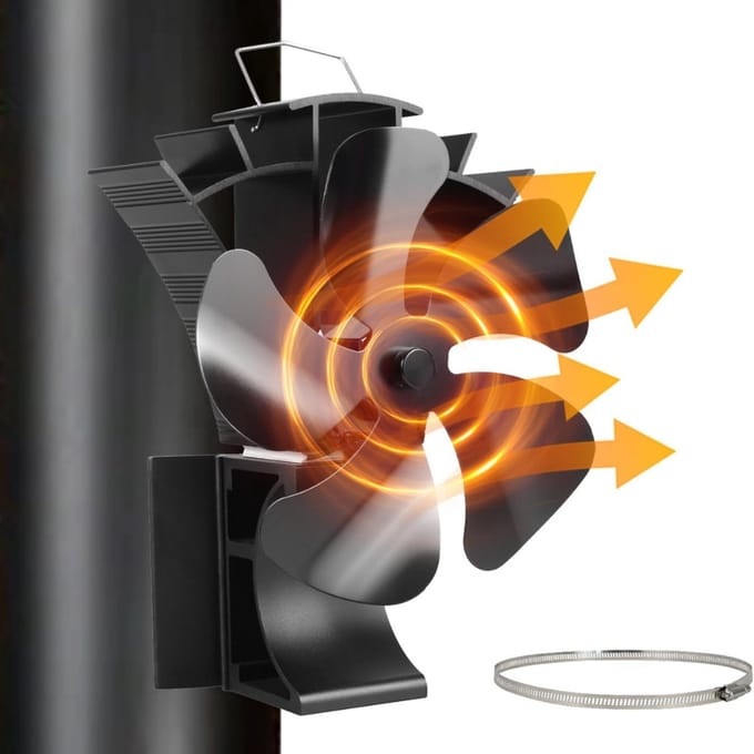 ApexArte® Houtkachel Ventilator - Ventilatorkachel - Haard - Zwart