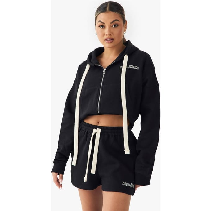 Dames Dsgn Studio Contrast Trekkoord Sweat Short | Black | Maat: Small
