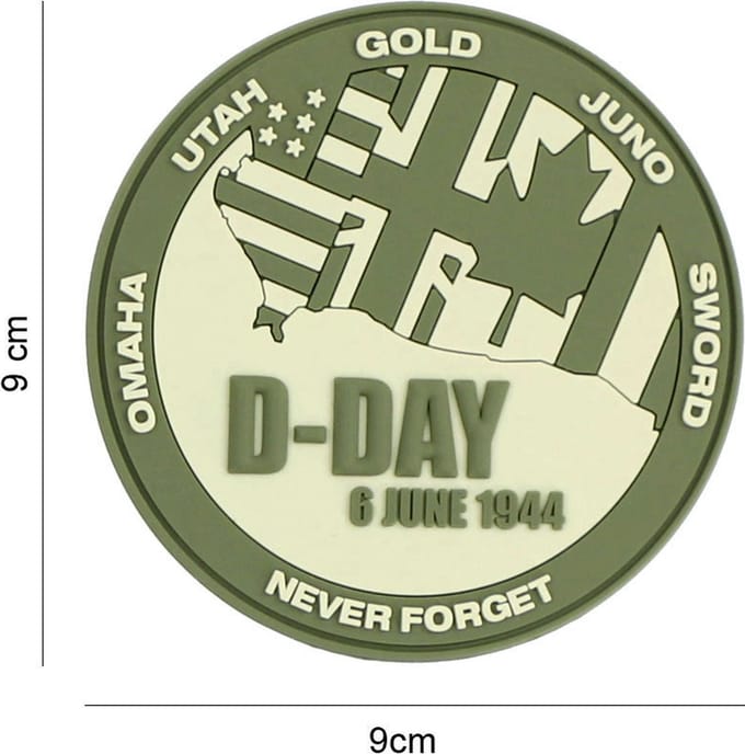Embleem 3D PVC D-Day Never forget groen