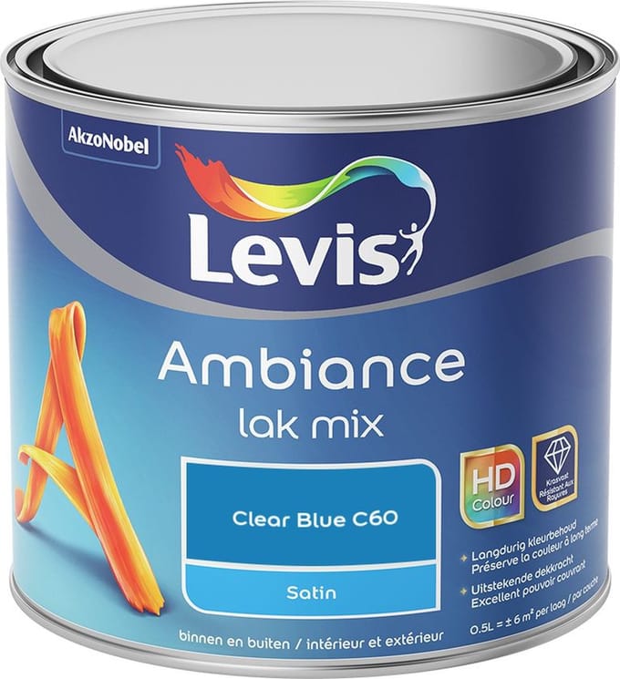 Levis - Ambiance Lak Satin Mix - Clear Blue C60 - Mengverf - 0,5 L